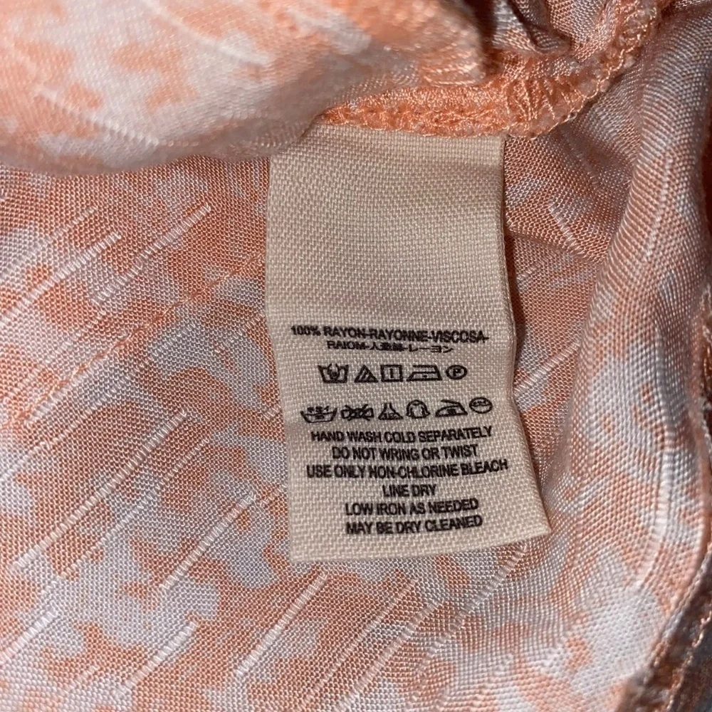 Free People Peach Tea Paisley High Waist Shorts, Pull On Orange White, Small EUC